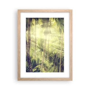 Plakat i ramme af lyst egetræ - I grønne gløder - 30x40 cm