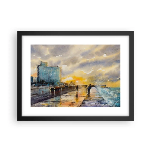 Plakat i sort ramme - Livet på kysten - 40x30 cm