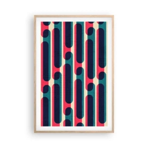 Plakat i ramme af lyst egetræ - Indad og fremad - 61x91 cm