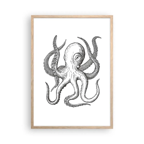 Plakat i ramme af lyst egetræ - Dans med bølger - 50x70 cm