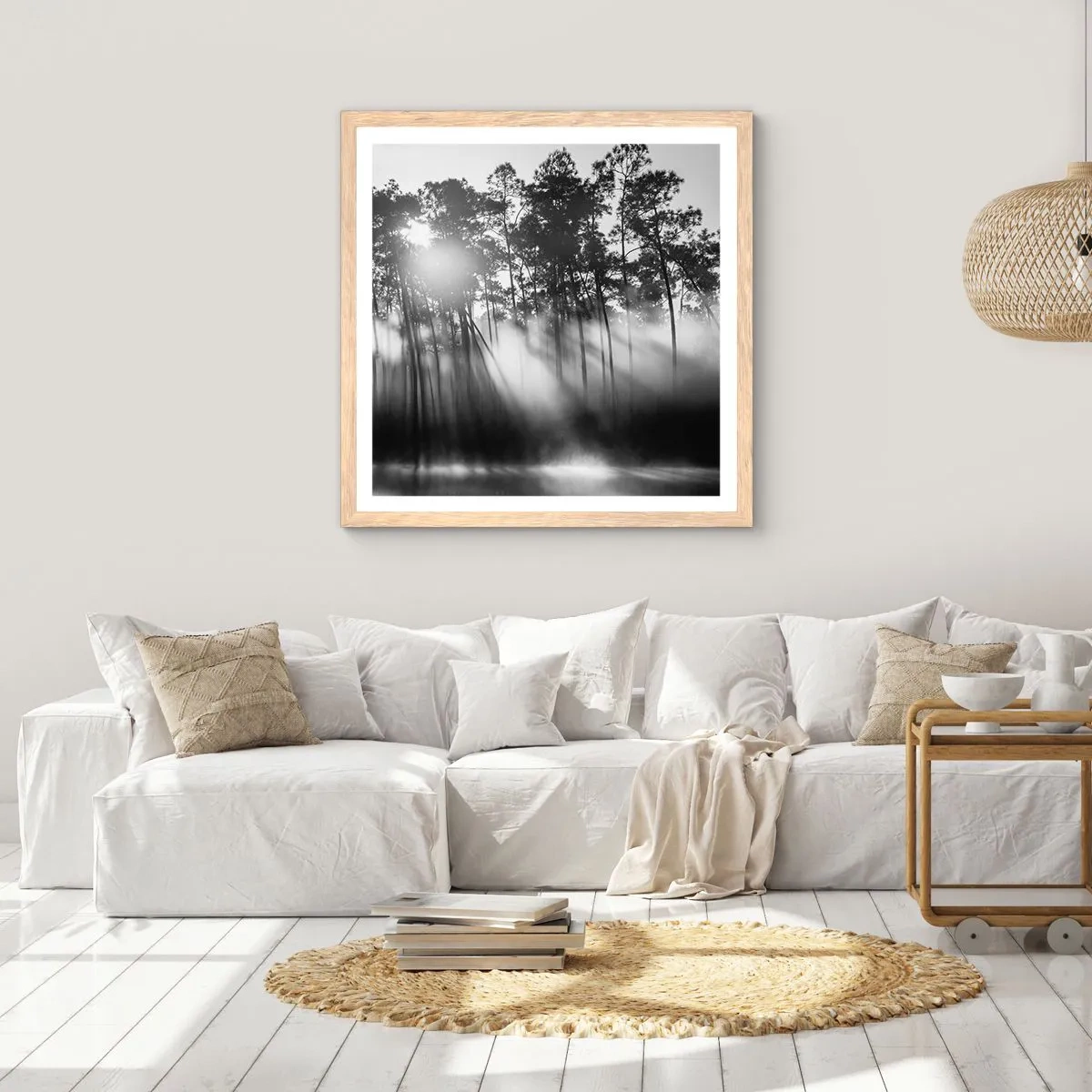 Plakat i ramme af lyst egetræ - Ustoppelig sol - 30x30 cm