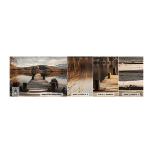 Prøve Fototapet Selvklæbende Deluxe Sticker - Et landskab i stilhed - Landskab, Bro, Sø - 100x30 cm