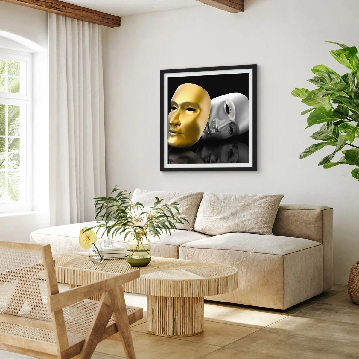 Plakat i sort ramme - Livet er teater - 40x40 cm