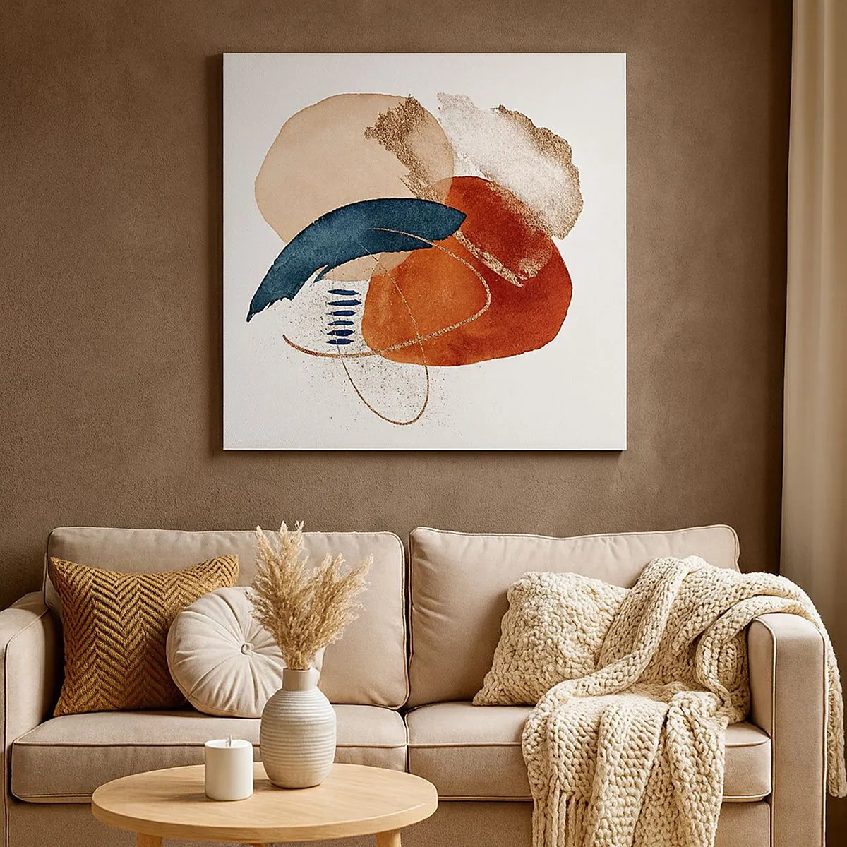 Lærredstryk - Billede på lærred - Oval sammensætning - 30x30 cm