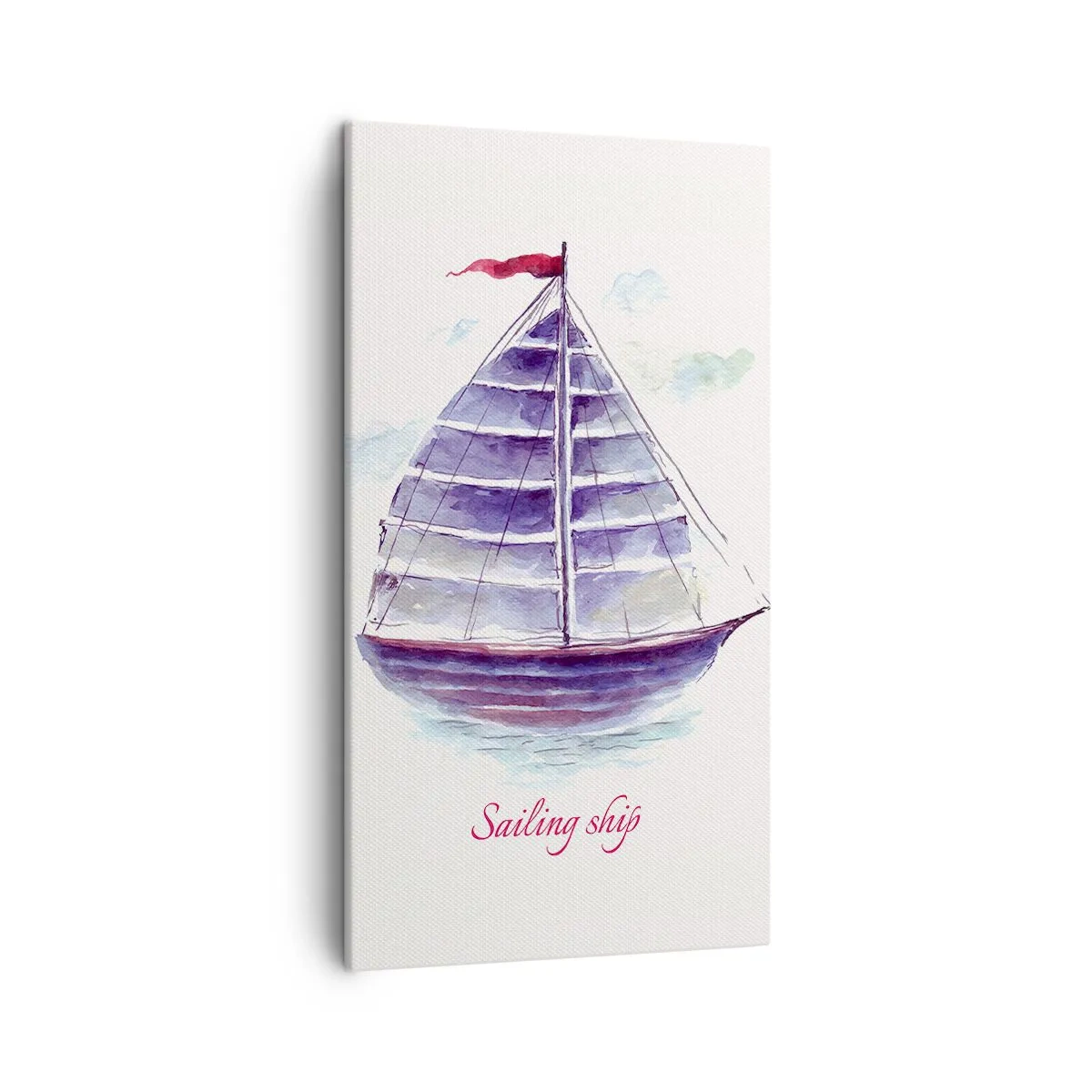 Lærredstryk - Billede på lærred - Fulde sejl og roligt vand - 45x80 cm
