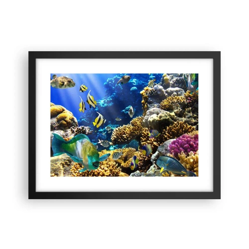 Plakat i sort ramme - Tung trafik på feriestien - 40x30 cm