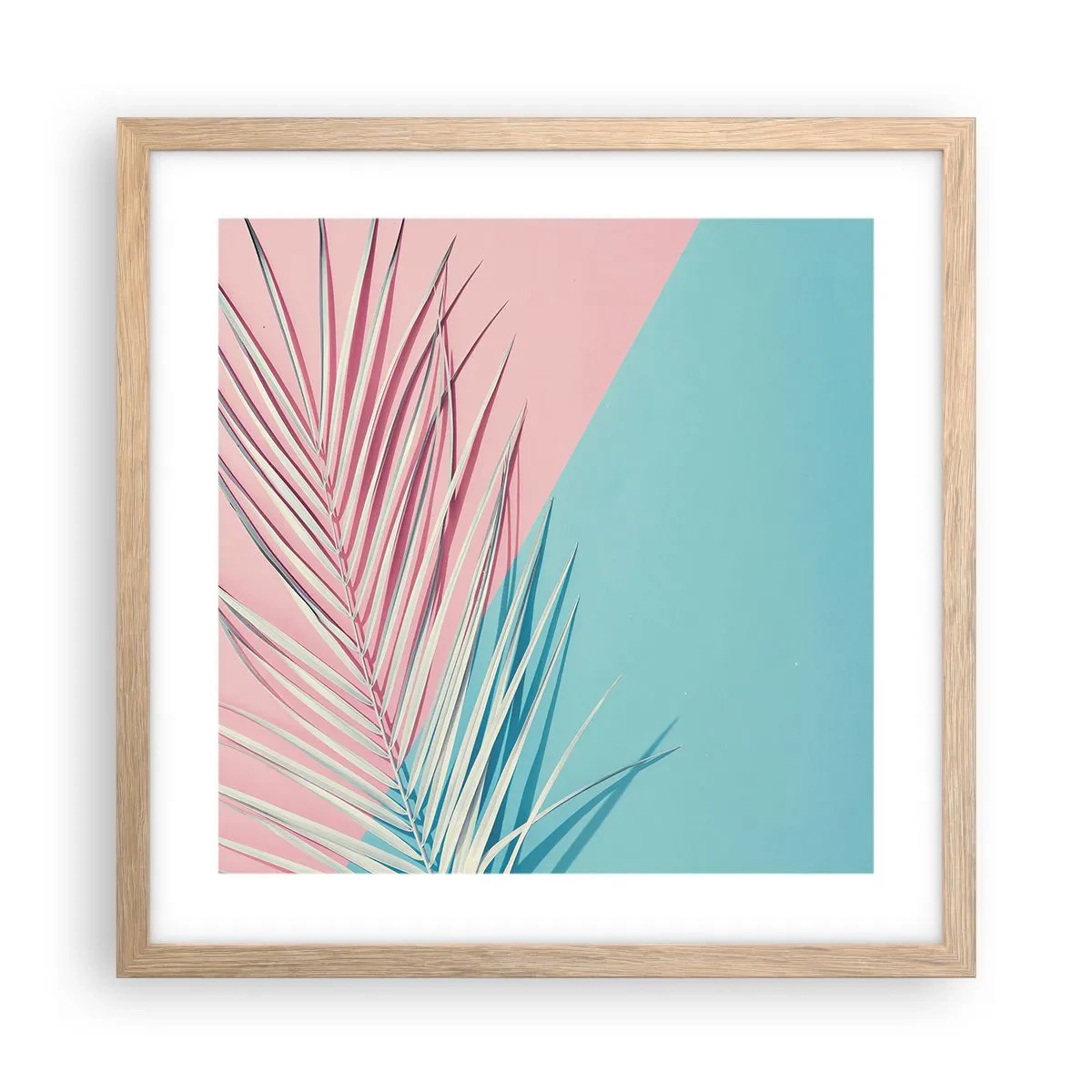Plakat i ramme af lyst egetræ - Tropisk indtryk - 40x40 cm