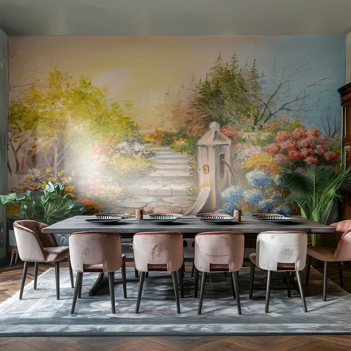 Fototapet Selvklæbende Deluxe Sticker - I fuld blomstring - Have, Blomster, Natur - 400x280 cm