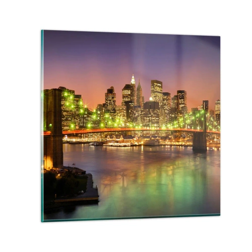 Billede på glas - Lyset går aldrig ud her - 40x40 cm