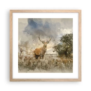 Plakat i ramme af lyst egetræ - Værdighed - styrke - værdighed - 40x40 cm