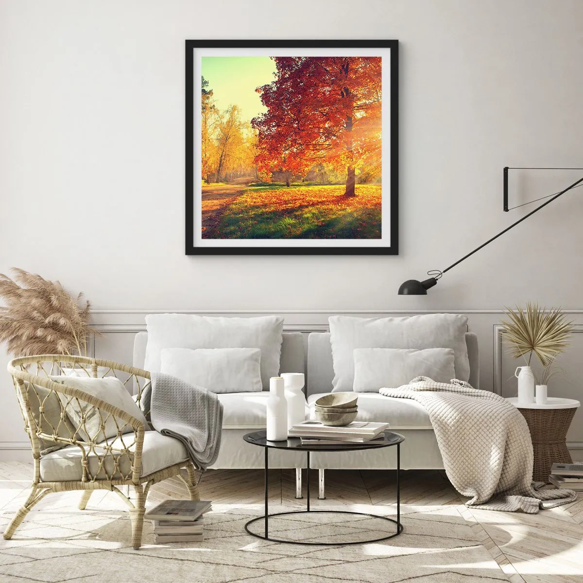 Plakat i sort ramme - Rød er smuk - 30x30 cm