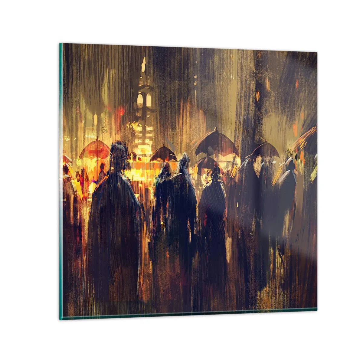 Billede på glas - Tilhængere af regnen - 70x70 cm