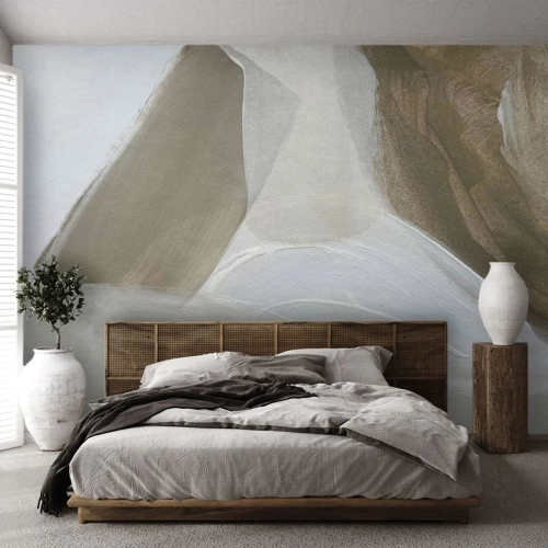 Fototapet Premium Sand - Bølge af hvidt - Lyse, Stykke, Minimalistisk - 100x70 cm