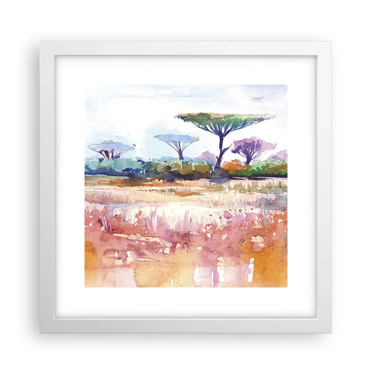 Plakat i hvid ramme - Savannens farver - 30x30 cm
