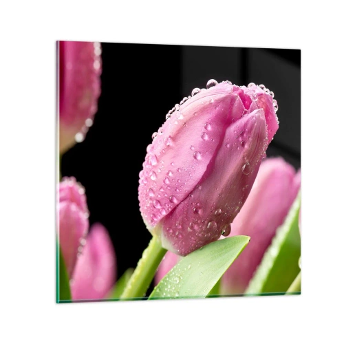 Billede på glas - En lilla drøm i duggen - 40x40 cm