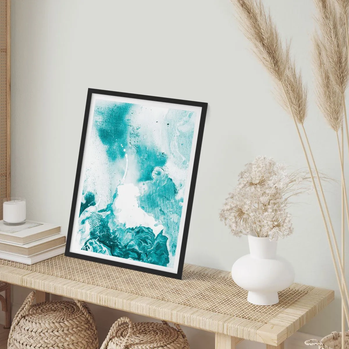 Plakat i sort ramme - Blå oversvømmelsesflader - 30x40 cm