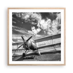 Plakat i ramme af lyst egetræ - Jeg kan ikke vente! - 60x60 cm