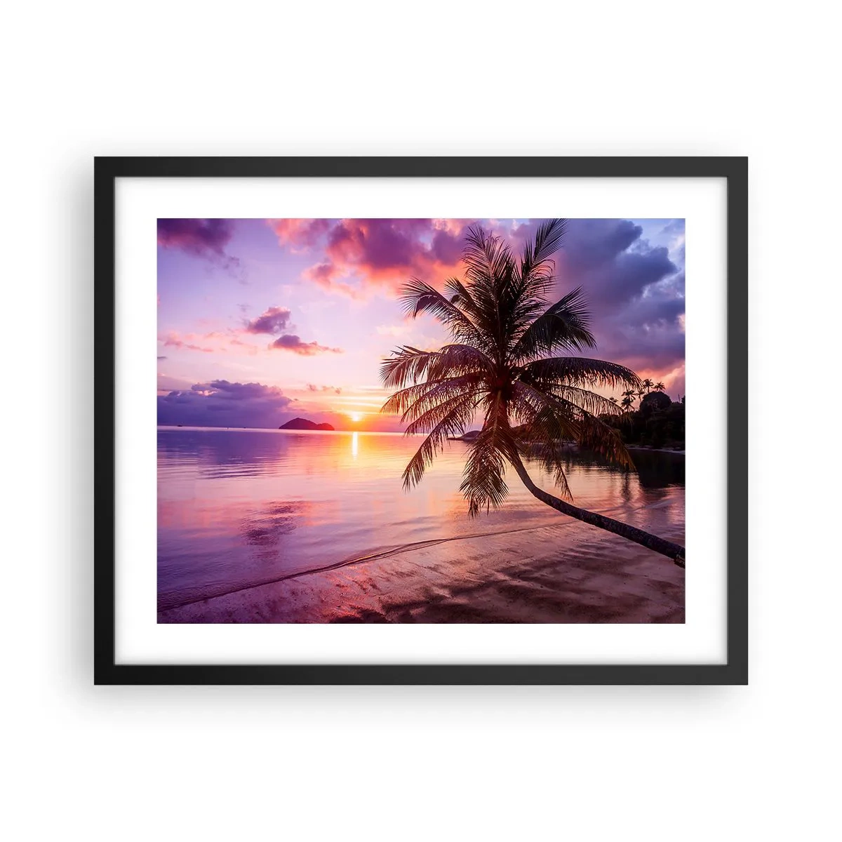 Plakat i sort ramme - Lyksalighed hele vejen til horisonten - 50x40 cm