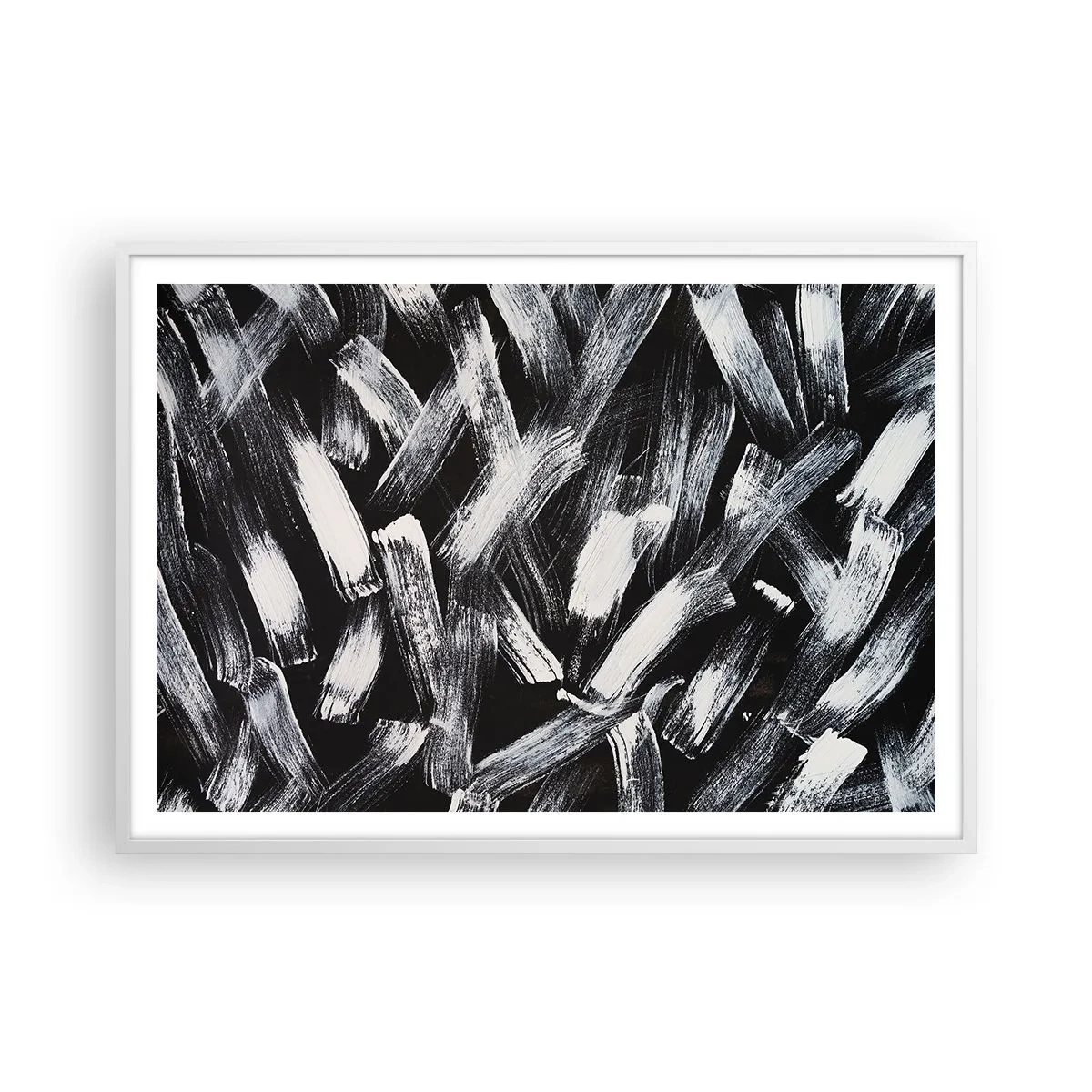 Plakat i hvid ramme - Abstraktion i den industrielle ånd - 100x70 cm