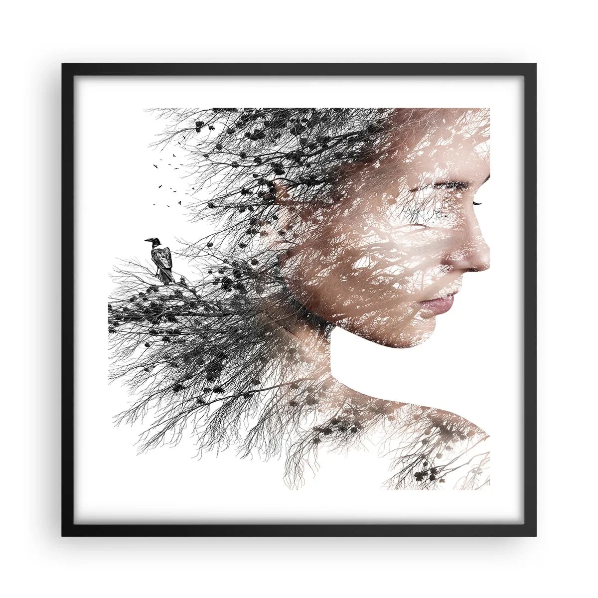 Plakat i sort ramme - Skovens ånd - 50x50 cm