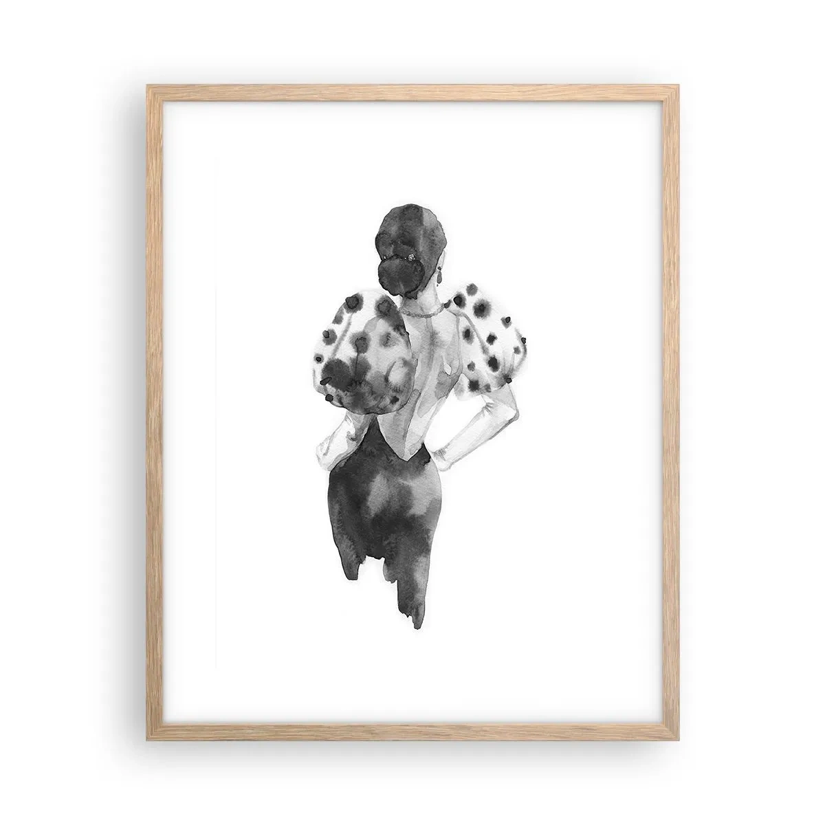 Plakat i ramme af lyst egetræ - Den gik lige forbi - 40x50 cm