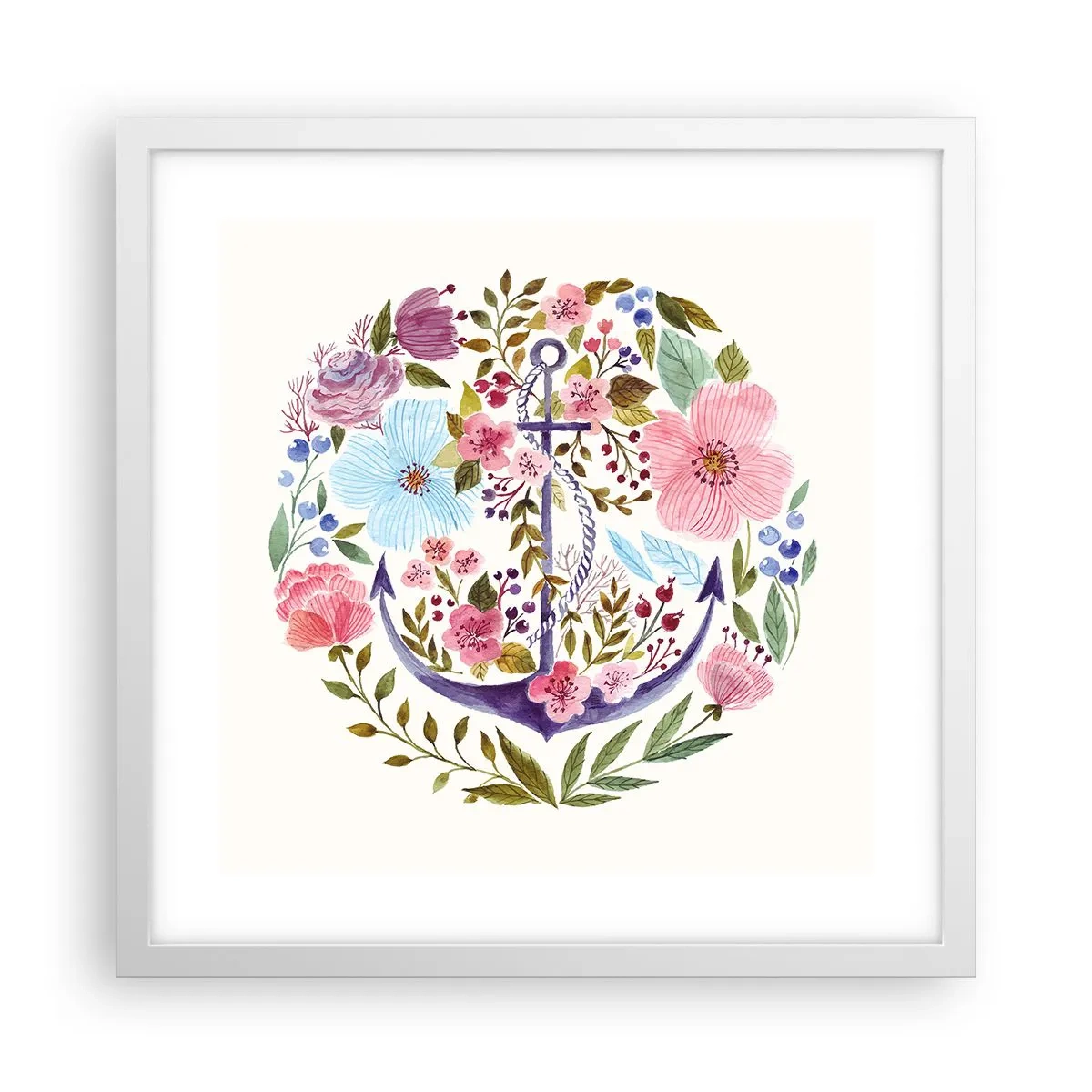 Plakat i hvid ramme - En sømands gode nattesøvn - 40x40 cm