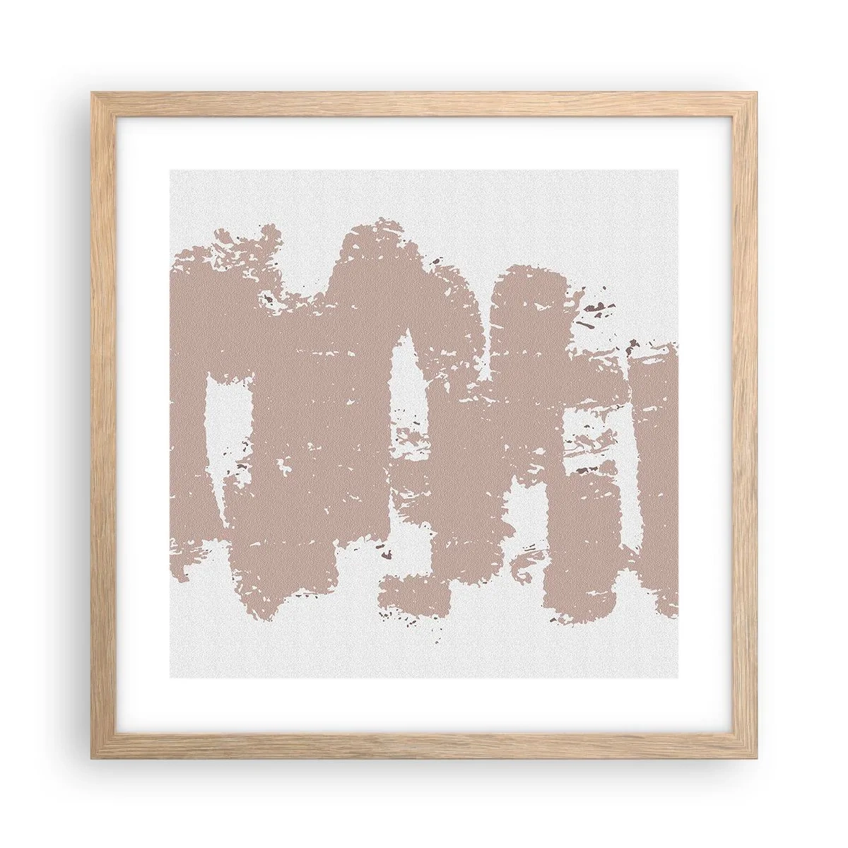 Plakat i ramme af lyst egetræ - Abstraktion i sart rosa - 40x40 cm