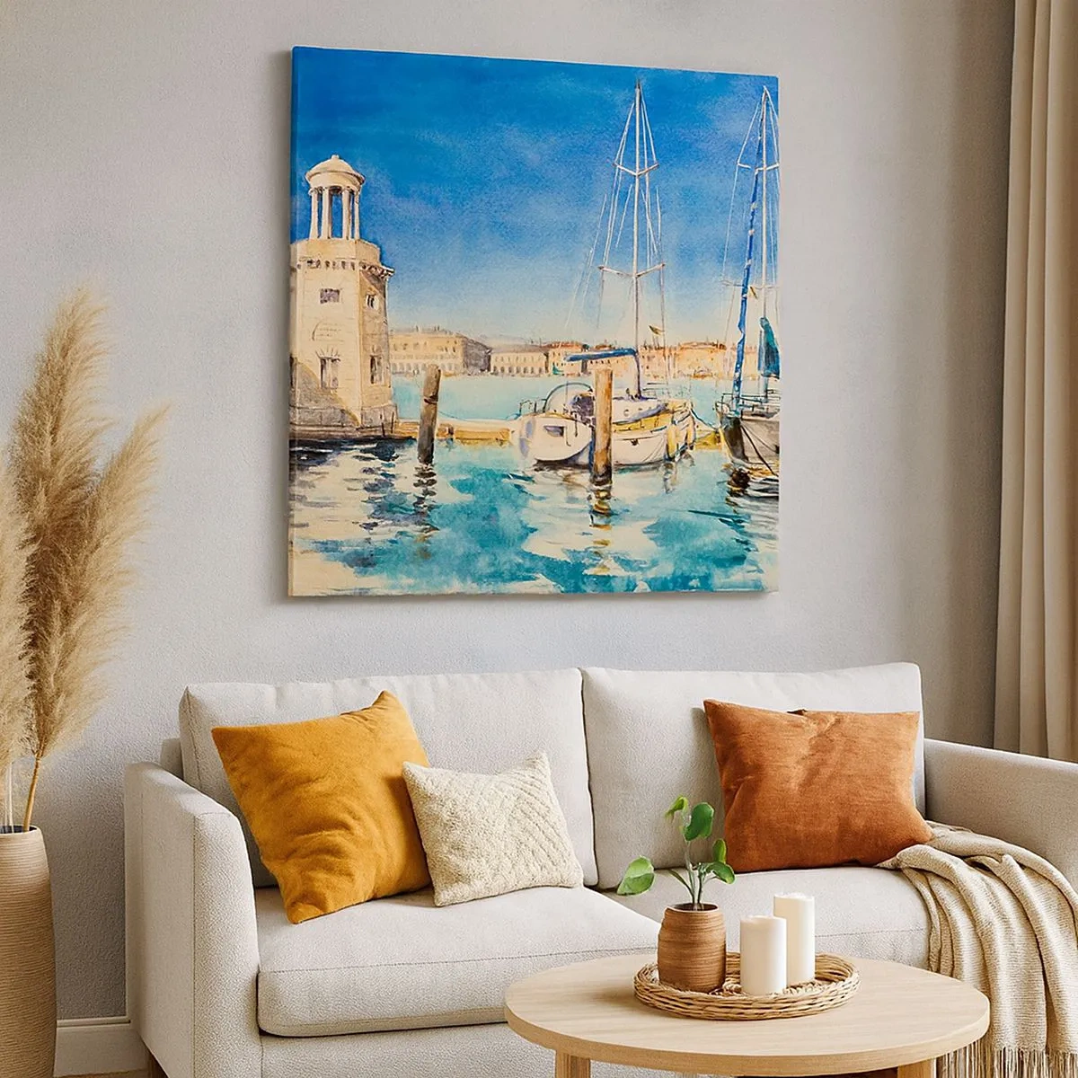 Lærredstryk - Billede på lærred - Solrig lagune - 30x30 cm