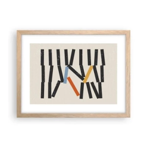 Plakat i ramme af lyst egetræ - Dominoer - komposition - 40x30 cm