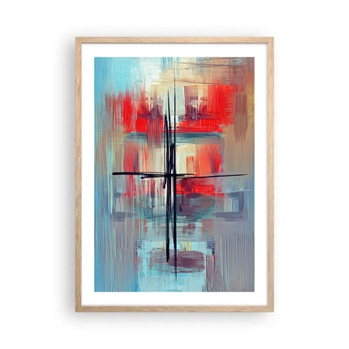 Plakat i ramme af lyst egetræ - Landskab i en ukendt dimension - 50x70 cm