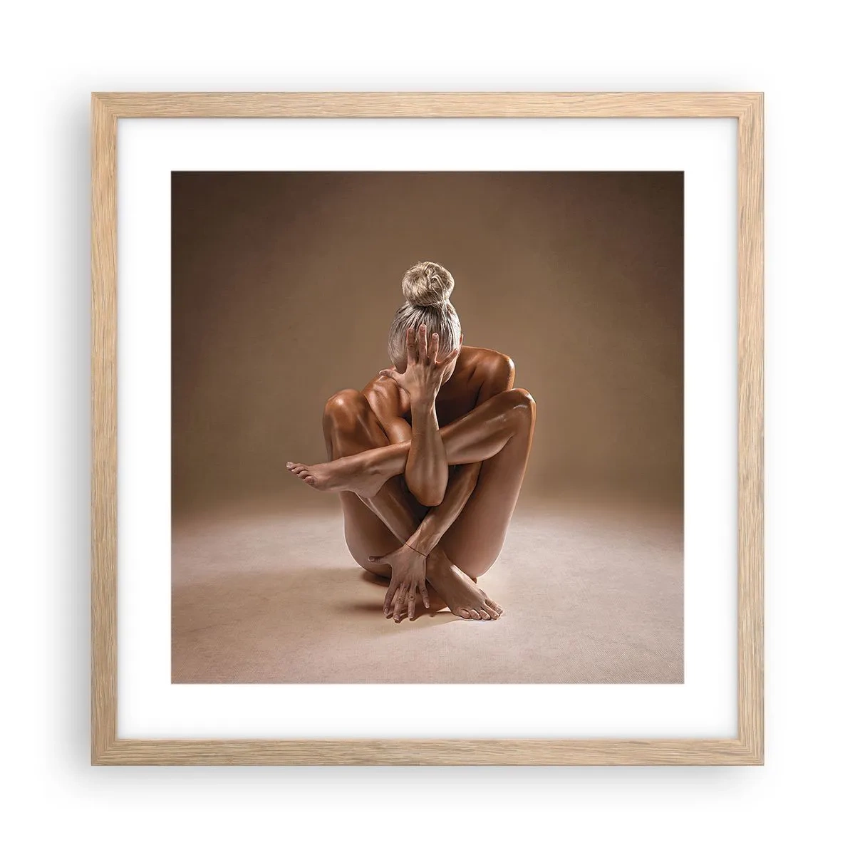 Plakat i ramme af lyst egetræ - Enhed mellem krop og ånd - 40x40 cm