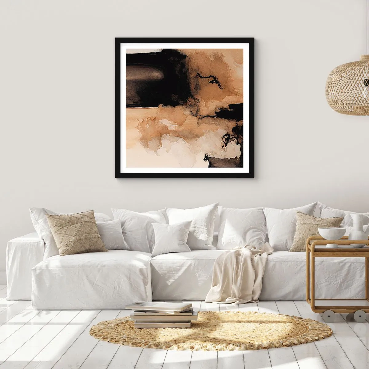 Plakat i sort ramme - En spændende abstraktion - 50x50 cm