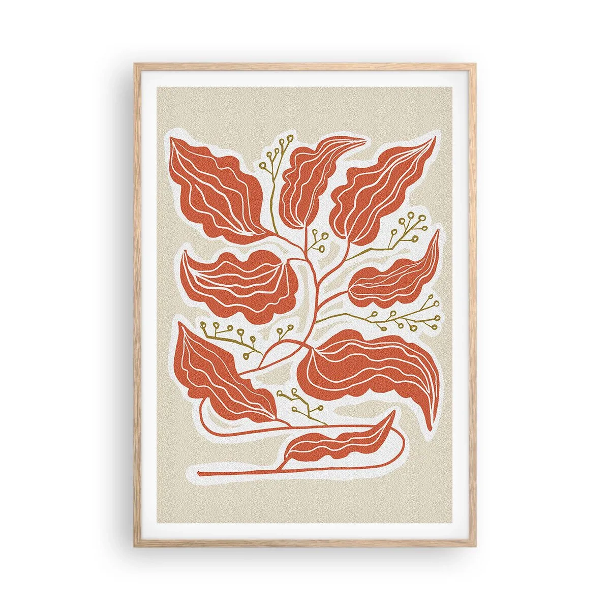 Plakat i ramme af lyst egetræ - Folk og koral - 70x100 cm
