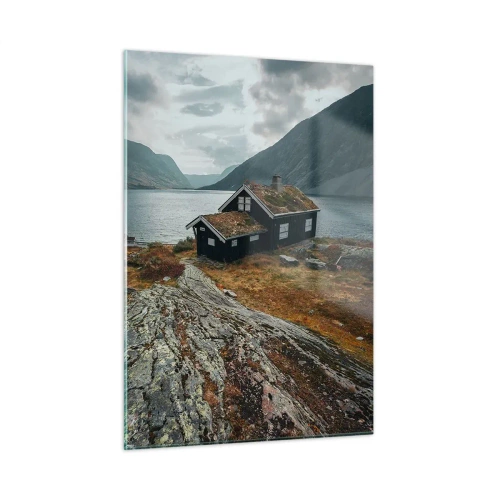 Billede på glas - Fjord sommerresort - 50x70 cm