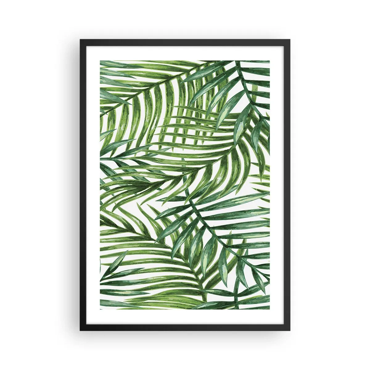 Plakat i sort ramme - Palmer i et minimalistisk botanisk mønster - 50x70cm - Under det grønne baldakin - Moderne vægdekoration til stue og soveværelse ARTTOR