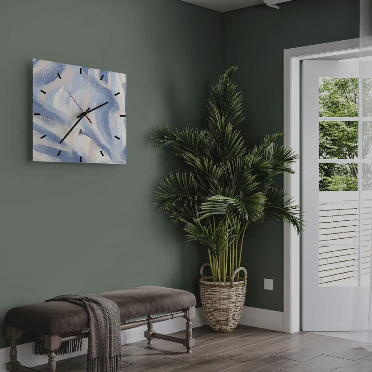 Vægur, Uret - Blå krusninger - 30x30 cm