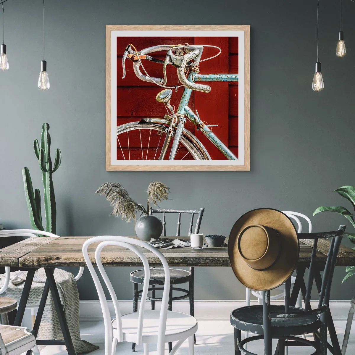 Plakat i ramme af lyst egetræ - Skabt til at sejre - 30x30 cm