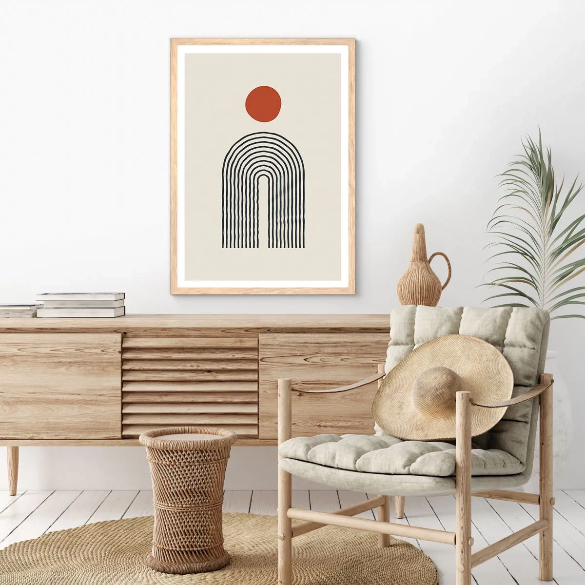 Plakat i ramme af lyst egetræ - Magnetisme af former og farver - 30x40 cm