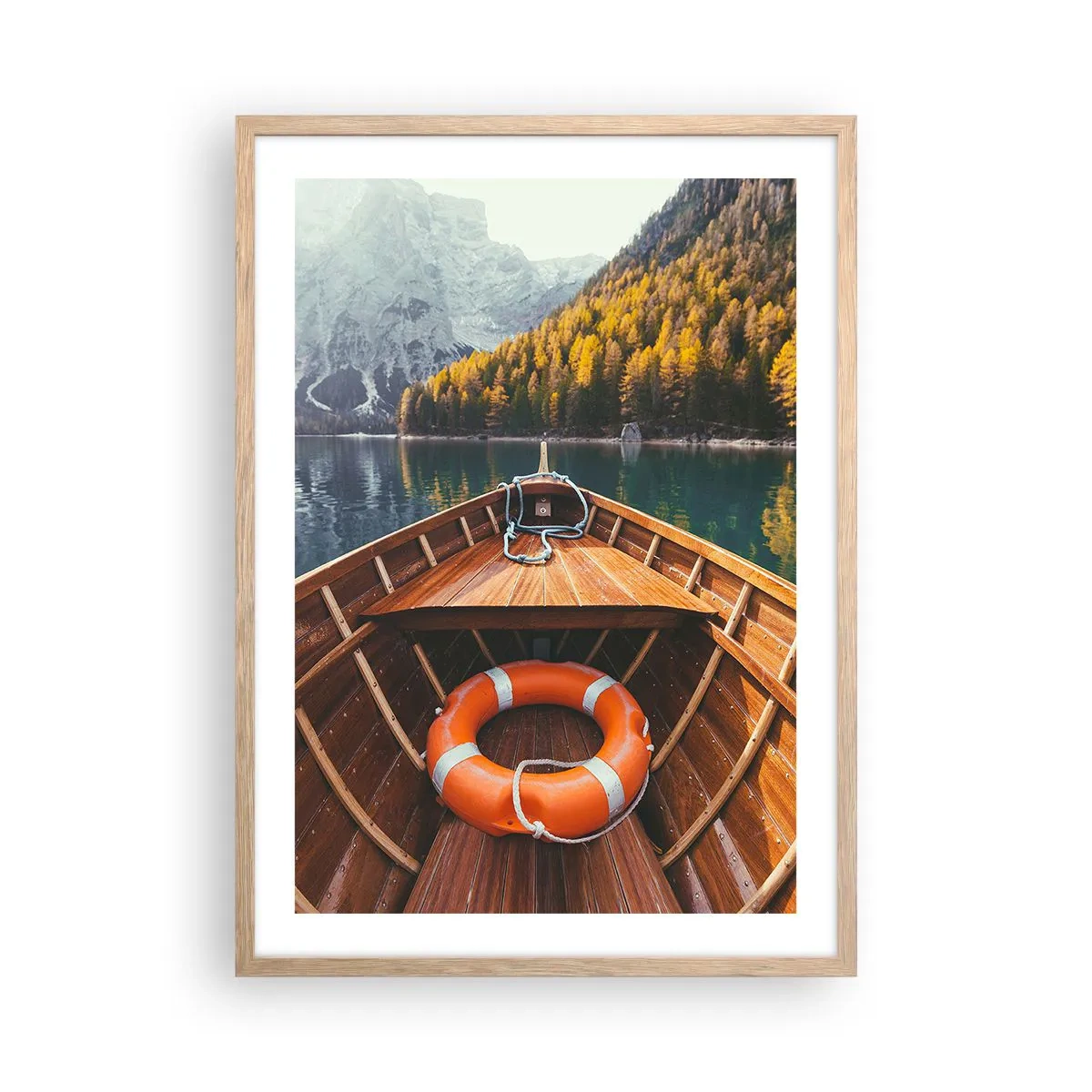 Plakat i ramme af lyst egetræ - Bjergtur - 50x70 cm