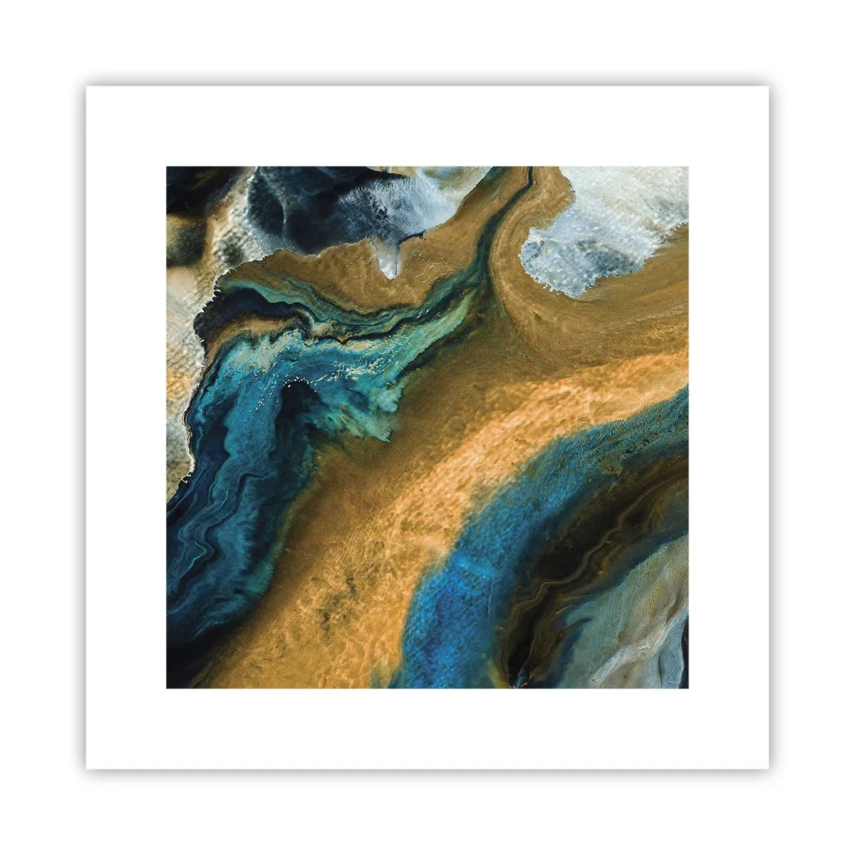 Plakat - Blå - gul - gensidig indflydelse - 30x30 cm