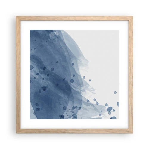 Plakat i ramme af lyst egetræ - Blå tyl - 40x40 cm