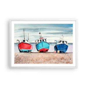 Plakat i hvid ramme - Klar til at fange - 70x50 cm