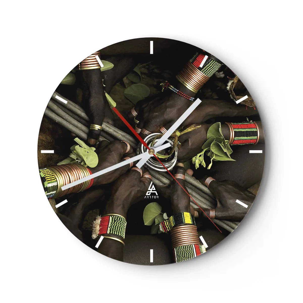 Vægur, Uret - Traditionelle stammearmbånd og symboler - 30x30cm - Vi er sammen - Moderne vægdekoration til stue, køkken og soveværelse ARTTOR