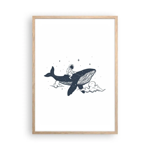 Plakat i ramme af lyst egetræ - Et kosmisk eventyr - 50x70 cm