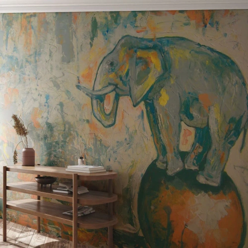 Fototapet Selvklæbende Deluxe Sticker - Længe leve cirkusset! - Abstraktion, Elefant, Cirkus - 100x70 cm
