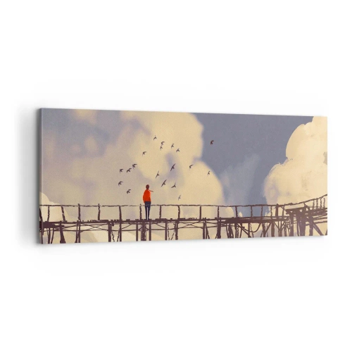 Lærredstryk - Billede på lærred - Blå længsel - 100x40 cm