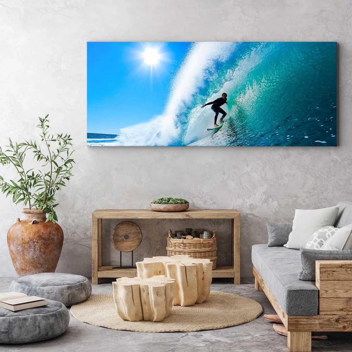 Lærredstryk - Billede på lærred - Gennem den store blå - 120x50 cm