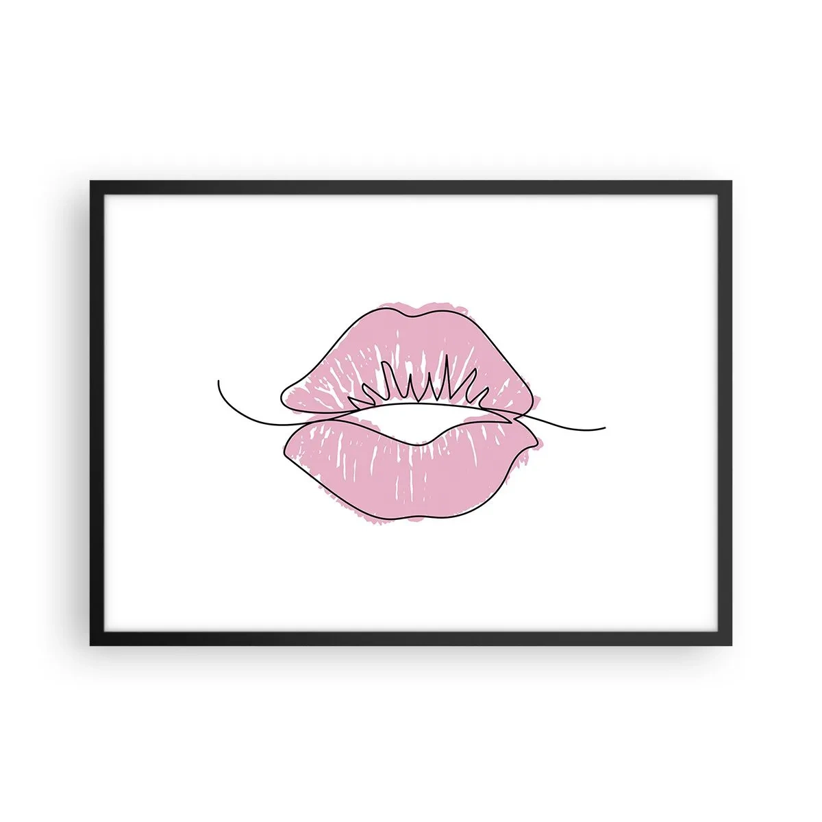 Plakat i sort ramme - Klar til at kysse? - 70x50 cm