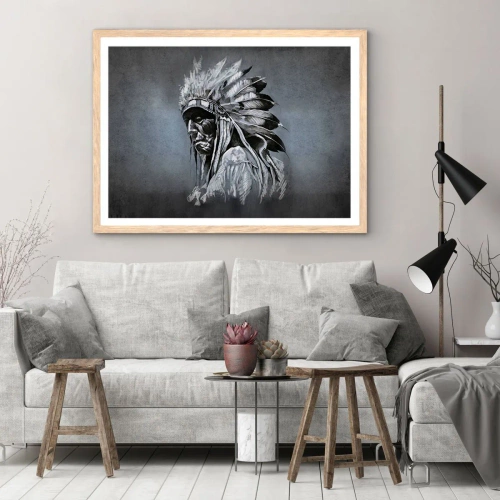 Plakat i ramme af lyst egetræ - Tilbage til rødderne - 70x50 cm