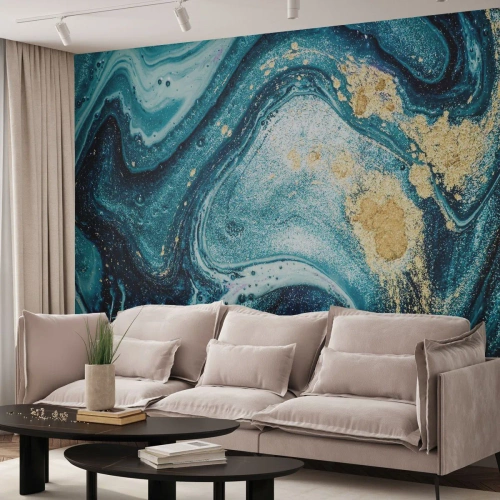 Fototapet Premium Canvas - Blå boblebad - Abstraktion, Stykke, Moderne mønster - 250x175 cm